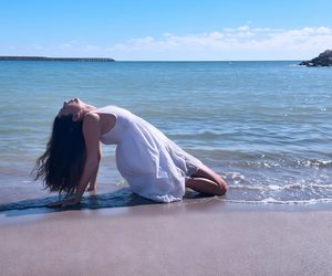 White-dress portrait in the surf at Constanța