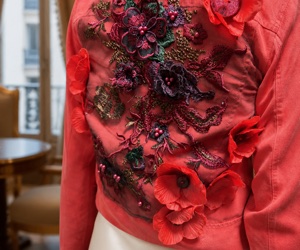 Crimson Poppy Nocturne embroidery close-up